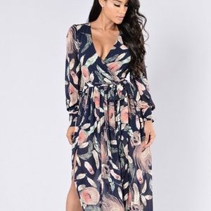 Fashion Nova Brunch Date-Navy Dress